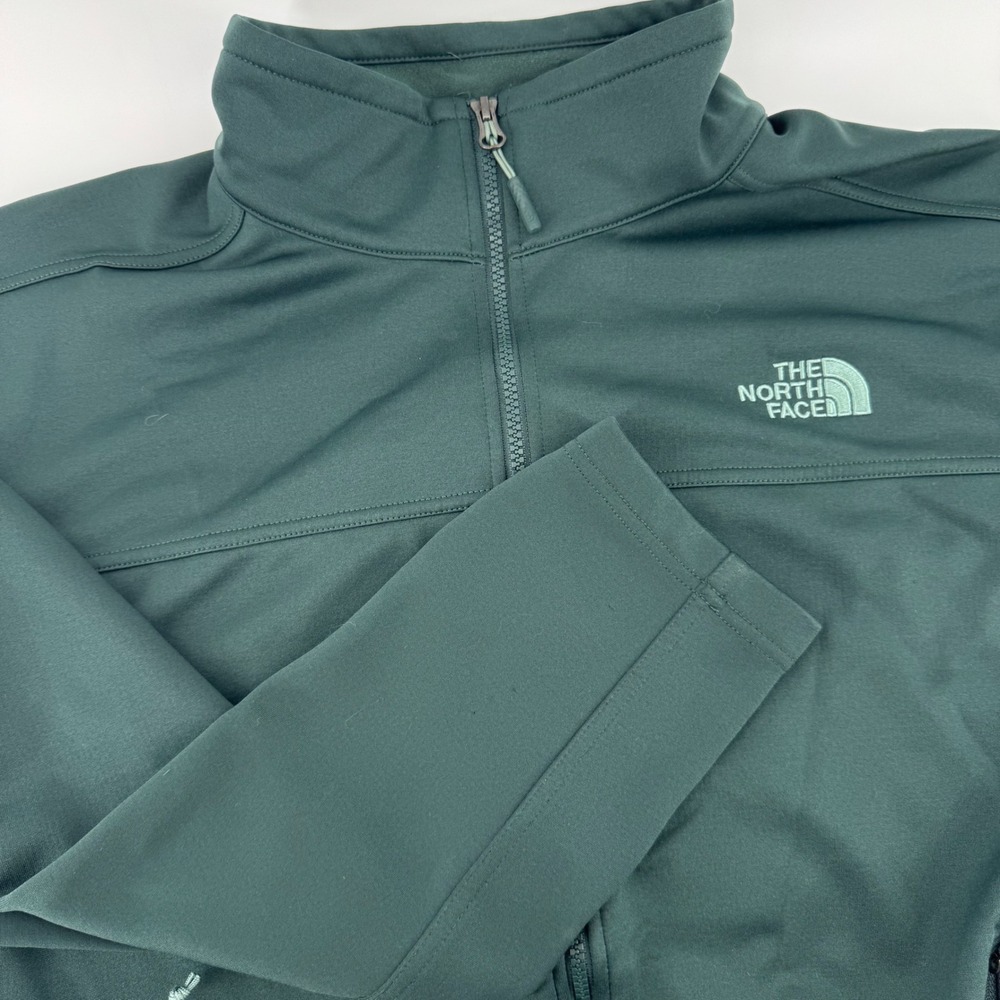 The North Face Mens XL Full Zip Softshell Jacket Green Outdoor